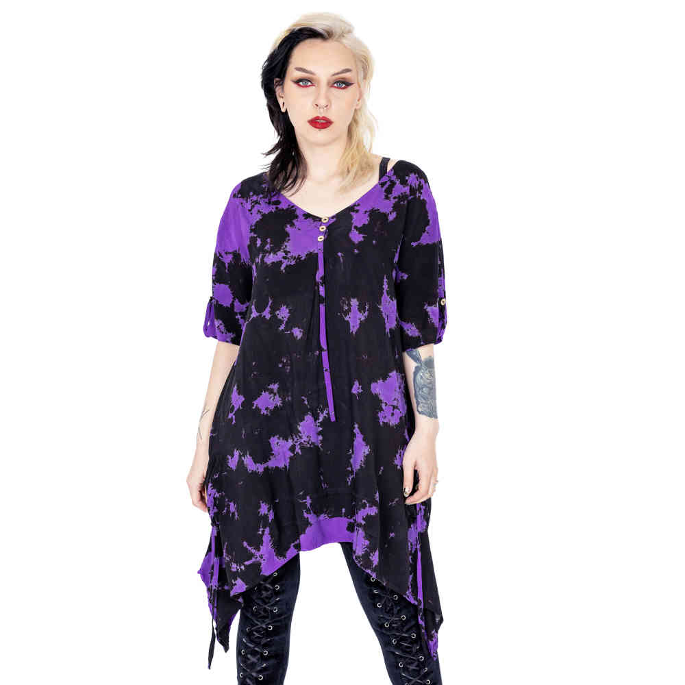 Innocent Lifestyle - Jacinta Tie Dye Lange top - Zwart/Paars